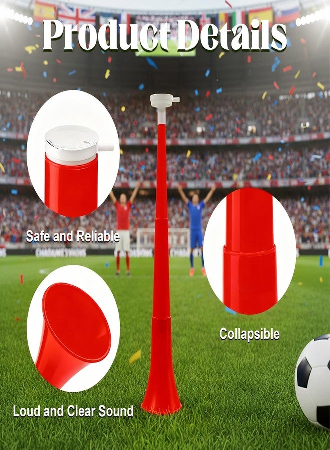 VICROIC 24 Inch Collapsible Stadium Horn, Vuvuzela Plastic Blow Cheering Horn, Collapsible Plastic Trumpet noise makers Horn for Sporting Event，Football Soccer Games, School Party Supply(Red) - Image 3